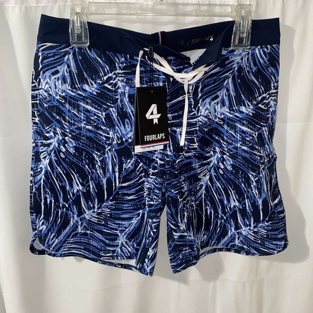 Fourlaps Board Shorts Men's Size 30 Miami Beach‎ Navy Blue NWT $78